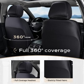 Coverado Seat Cover, Car Seat Cover Full Set, 3D Air Mesh Breathable Seat Protectors Sports Carbon Fiber Design Airbag Compatible Comfort Universal for Most Cars, Van,Trucks, SUV, Black&Wine
