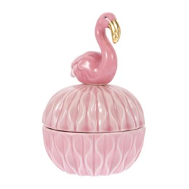 PINGANBUSU Small Pink Ceramic Flamingo Shaped Trinket Box for Jewelry Earrings Rings Candy Storage and Desktop Decor