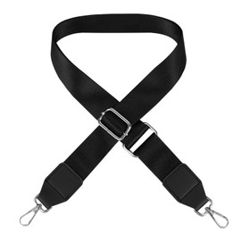 1.5" Wide Purse Straps Replacement Shoulder Straps for Bags Adjustable Light Weight PU Leather Made with Anti-rust Gold Color Clips for Crossbody Bag, Handbag Etc (Black)