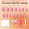 SXVME Uñas postizas cortas almendradas color rosa nude cromado, uñas