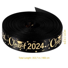 LUOZZY Graduation Ribbon Roll Gift Wrapping Ribbon Class of 2024 Ribbon for DIY Craft Gift Wrapping Packaging Ribbon