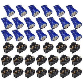 GAOLAOSY 20PCS T10 194 168 Car LED Dash Instrument Light Bulbs, Bright 12V 8-SMD Chipset Dashboard Panel Gauge Cluster Light Bulb with Twist Lock Socket, Car Dome/Map Lights Replacement Bulb (Blue)