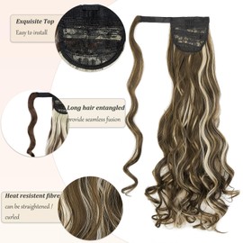 Dcbaboo Ponytail Extension, Ponytail Hairpiece, Braid Extensions, Wavy Long, 60 cm, Wrapped Ponytail Hair Extension, Clip-In Synthetic, Fake Braid, Wavy Hair Extension, Ash Blonde & Blonde