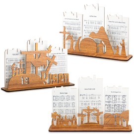 Yousoontic 3 Sets Religious Christian Easter Decor He Is Risen Table Decor Centerpiece Table Decoration with Old Sheet Music Hymns Resurrection Scene Easter Gift Wooden Signs for Tiered Tray Tabletop