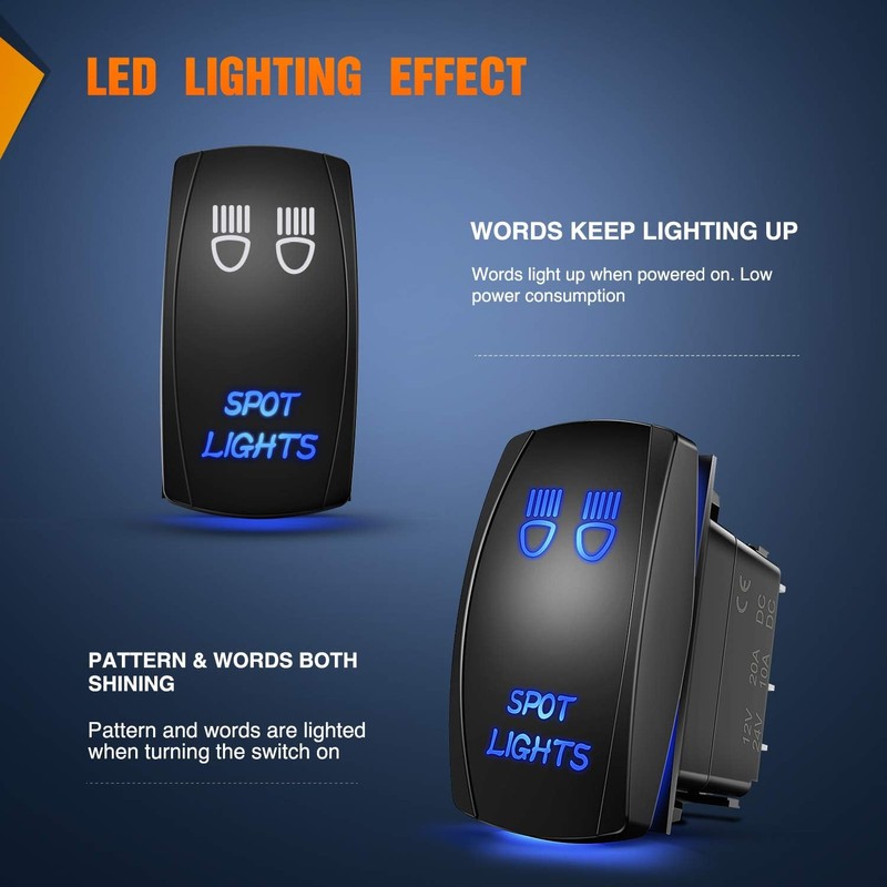 Gebildet 5-Pin Laser On/Off LED Light, 20A/12V, 10A/24V Switch Jumper