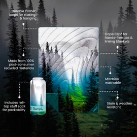 Rumpl Original Puffy Blanket - Warm Puffy Camping Blanket, 100% Recycled Polyester Insulation, Lightweight, Packable, Water-Resistant, Outdoor Puffer Blanket, 52"x75", Olympic Fog