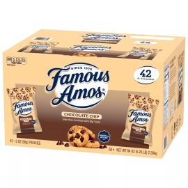 Famous Amos Cookies, Chocolate Chip, 2 oz, 42 ct