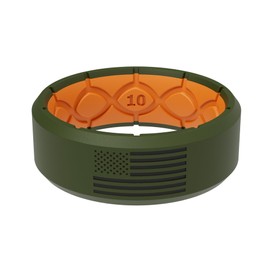 Groove Life Edge Hero America Moss Green & Black Ring - Breathable Silicone Wedding Rings for Men, Lifetime Coverage, Unique Design, Comfort Fit Ring - Size 11