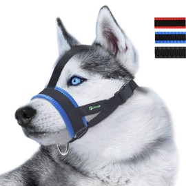 Head Strap Dog Muzzle Prevent from Taking Off by Paws for Small,Medium and Large Dogs(XXL/Blue)