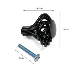 Black Cabinet Knobs, Drawer Knobs for Dresser, Cupboard Door Knobs Round Alloy Knob with Screw, Single Hole Closet Door Knob Kitchen Cabinet Hardware 10 Pcs