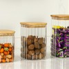 yiwilebi Glass Food Storage Jars with Bamboo Lids, Clear Square