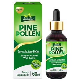 Pine Pollen Tincture, Natural Pine Pollen Powder Liquid Drops Extract for Immune & Energy Support, Sugar Free Herbal Formula, Vegan, Daily Supplement for Adults, 60mL