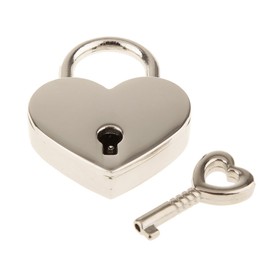 2 Pieces Small Metal Heart Shaped Padlock Mini Lock with Key for Jewelry Box Storage Box Diary Book,Silver