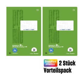 Staufen Premio Vocabulary Book - 2 Notebooks 40 Sheets Each DIN A4, Ruling Style 54 (Vocabulary Book with 2 Dividers), 90 g/m² Recycled Paper, Round Corners Prevent "Donkey Ears"