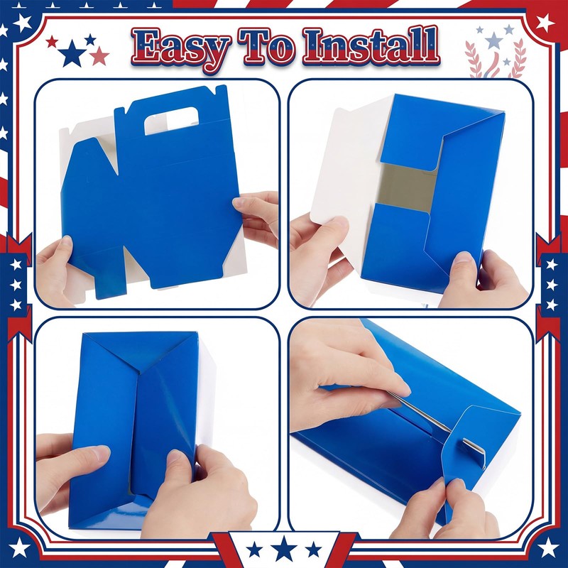 Colarr 24 Pcs 4th of July Treat Boxes with Handles,