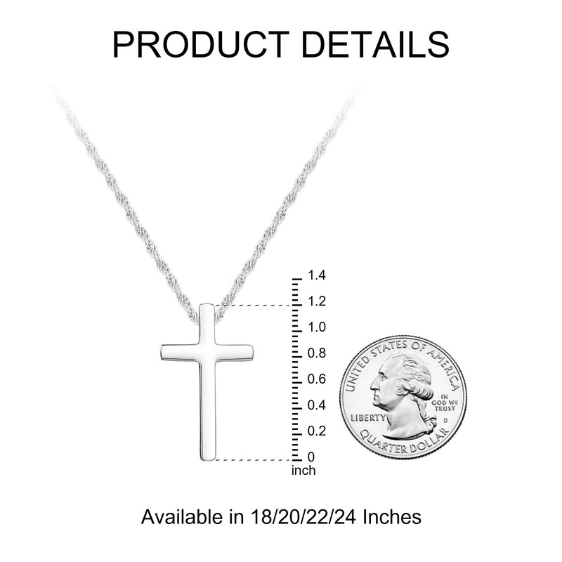 Estendly Mens Cross Necklace, Silver Gold Stainless Steel Cross Chain