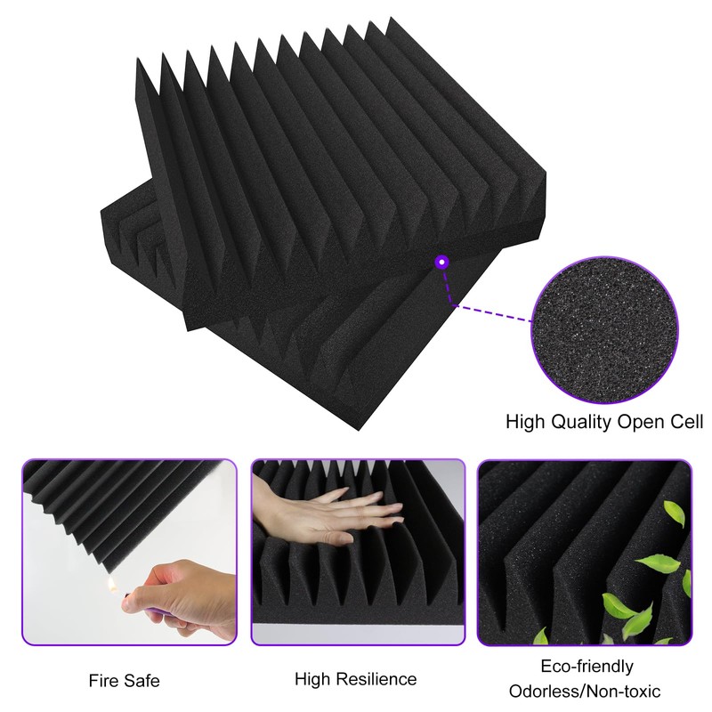 TroyStudio Thick Acoustic Foam Panels, 12 X 12 X 3