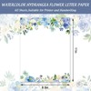 60 Pack Hydrangea Stationery Letterhead Paper Blue Purple Floral Letter