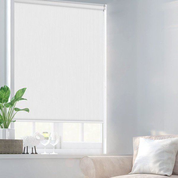 HIDODO Light Filtering Roller Shades for Windows, Solar Window Roller Blinds UV Protection Fabric Roller Shades for Bedroom, Living Room, Bathroom and Office, 33" W x 72" H, White