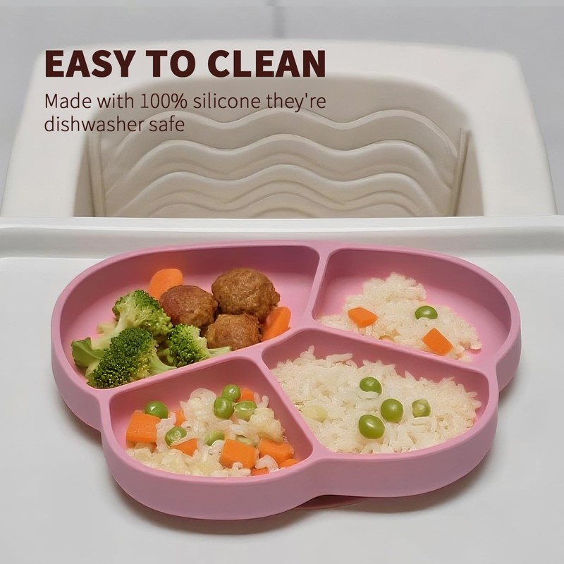 Imagination Junction Bear paw-shaped silicone dinner plate, divided plate, 100%
