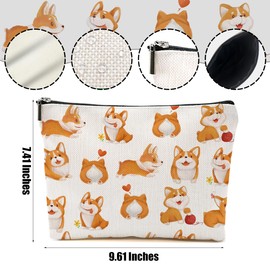 DHKG Corgi Gifts for Corgi Lovers Makeup Bag Corgi Stuff Cosmetic Bag Dog Lover Gift for Women Girls Friend Niece Daughter Travel Organizer Zipper Pouch Graduation Birthday Friendship Gifts