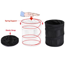 Car Trash Can, Ginsco Small Collapsible Pop-up Car Trash Can, Car Trash Bag Garbage Can with Elastic Band, Hanging Garbage Bin Portable Trash Can, Multipurpose Trash Bin for Car/Home/Office (1 Gallon)