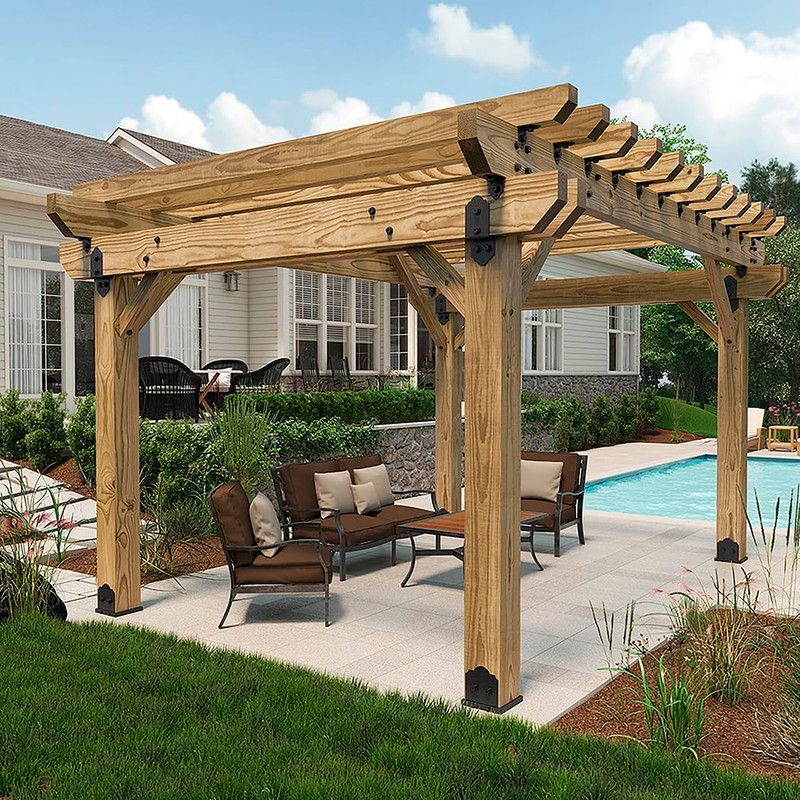 Ozco Laredo Sunset Lite 8x8 Post Base Kit, Includes Decorative