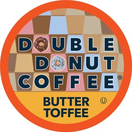 Double Donut Flavored Coffee Pods,Butter Toffee Coffee, Single Serve Medium Roast Coffee for Keurig K Cups Brewers, 24 Count
