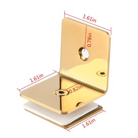 WANLIAN Shower Glass Clip, Panel Wall Clip Shower Glass Bracket (for 6~10mm Glass, Gold, 2 Pieces) (90 Degree Single Side)