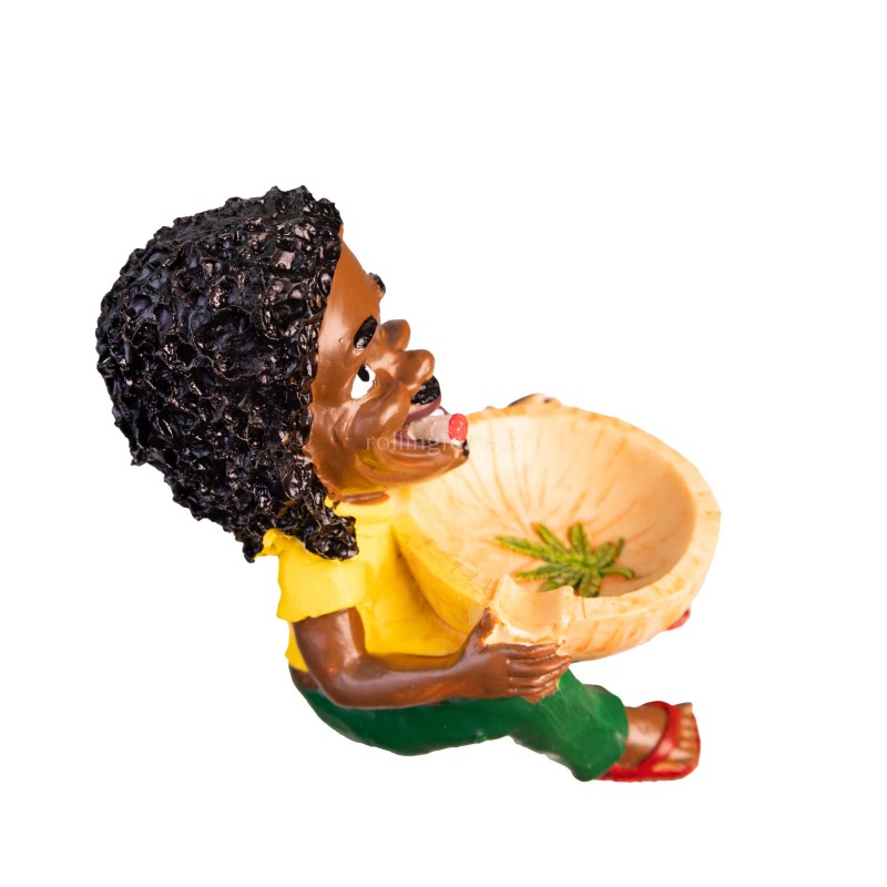 5.25" Small Rasta Jamaican Man Holding Bowl Polyresin Ashtray Decoration