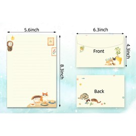 72 Pieces Cute Cat Writing Paper and Envelopes, 8.3x5.6 Inch Stationery Set, 48 Lined Sheets & 24 Envelopes, Kitty Design for Letters, Invitations, Gifts, Holidays, Party Notes