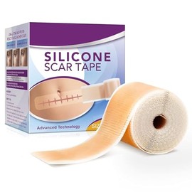 Rollo de cinta de silicona para cicatrices, 1.6 x 60 pulgadas, cinta médica para el cuidado de heridas, tiras de cicatrices para cicatrices quirúrgica