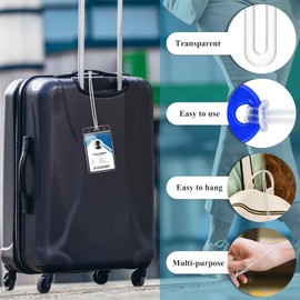 koorito 60 Pack Luggage Loop Straps Clear Plastic Luggage Tag Straps 6 Inch Worm Loops for Luggage Tags, Bag Tags