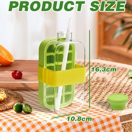 Green Ice Tray Ice Cube Mold Supplies, Ice Cube Bottle with Lid and Bin Moderate Capacity Suitable for Refrigerator, Easy Access to Ice Suitable for Outdoor Use in Summer
