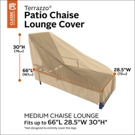 Classic Accessories Terrazzo Water-Resistant 66 Inch Patio Chaise Lounge Chair Cover, Patio Furniture Covers,Sand