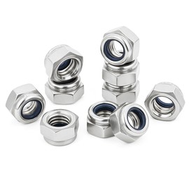 M6 Stainless Steel Lock Nuts,6mm Self Nylock Locking Nuts with Nylon Inserts (Pack of 100)