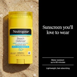 NEUTRÓGENA | Bloqueador Protector Solar Facial 50 en Stick | Protector en Barra | Solar Beach Defense | Resistente al Agua | Apto Pieles Grasas y Mixtas | Oil Free | 42 Gr