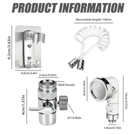 WANDGU Hand Shower for Sink: Hair Washing Hand Shower Tap Sink Set, Taps Shower Head Set with Hose, Wall Mount and Converter for Disabilities, Elderly, Pets (White)