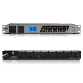 MIZISNR Power Conditioner, 20 Amps 10 Outlet Rack Mount Power Sequencer for Audio Equipment, 2000w Power Supply with 8 Independent Switches, 2P Surge Protector, External Switch, Voltage Display