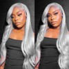 Smartinnov Grey Human Hair Wig Glueless 13x4 HD Transparent Lace