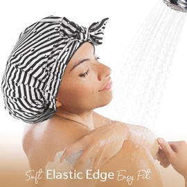 YANIBEST Yanibest Non-Slip Shower Cap for Women, Adjustable Luxury Waterproof Shower Cap, Reusable Cute Hair Cap to Keep Hair Dry