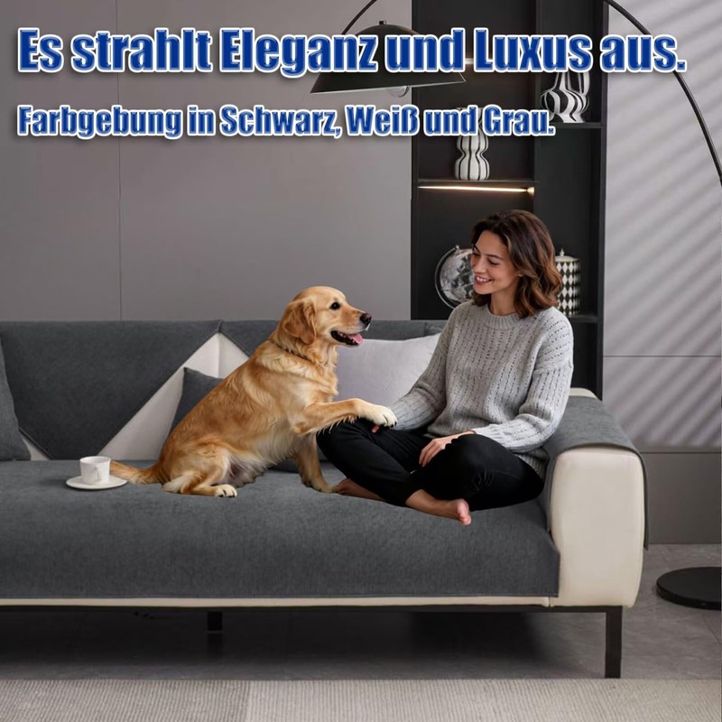 Gluhbirnen Copridivano antiscivolo, rivestimento proteggi-divano, coperta per divano, grigio scuro,