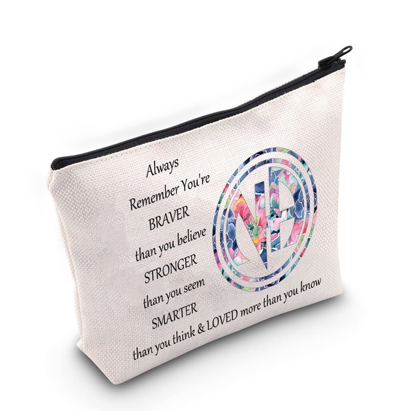 LEVLO Narcotics Anonymous Cosmetic Bag NA Sobriity Gift NA Recovery You Are Braver Stronger Smarter Than You Think Makeup Bag with Zipper for Women and Girls, Na Sobriety Bag