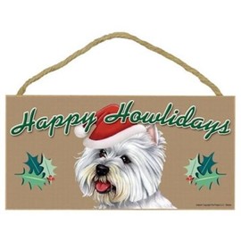 TGM Happy Howlidays Westie CUTE Christmas Holiday Dog Sign Gift  5"x10" Plaque 749