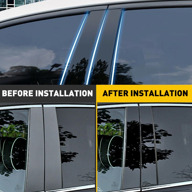 4pcs Window Pillar Post Trim Anti Scratch Glossy Black B