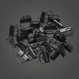 SPEEDWOX 20 Pcs 1.25" Dark Black Key Fob Hardware Set with Key Fob Pliers, 8" Glass Breaking Pliers with Rubber Tips PVC Handles, for Webbing Fabric Strapping Wristlet Keychain Key Lanyard Making