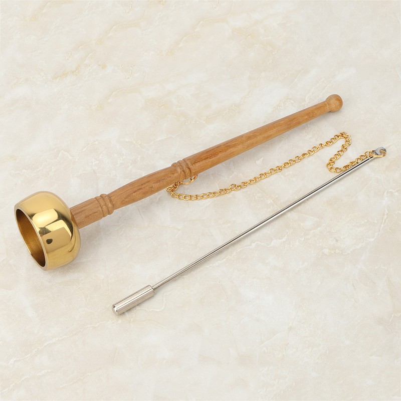 Buddhism Wooden Handle Brass Hand Bell Singing Scripture Implement Buddhist