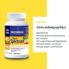 Enzymedica - Digest Spectrum, for Healthy Digestion, Indicated for Multiple Food Intolerances, Targets Gluten, Lactose, Casein and Phenols, Vegan, 90 Capsules