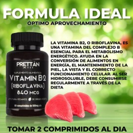 Vitamina B2 Riboflavina Prettan 60 Capsulas 500mg