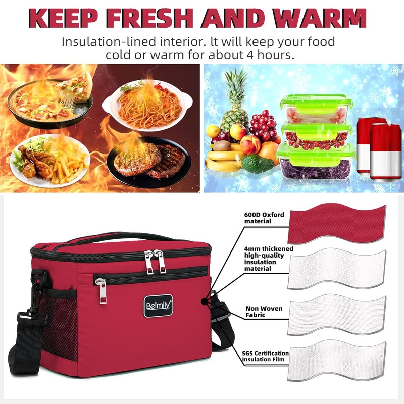 BEIMILY Lunch Box for Men/Women,Small Insulated Lunch Bag,Reusable LunchBox for